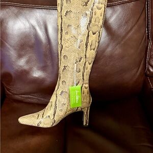 Sam Edelman Tan Snakeskin Heeled Boots